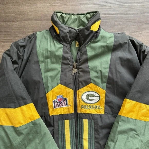 Vintage Pro Player Green Bay Packers NFL Reversible Puffer‎ Jacket XL - Picture 3 of 10